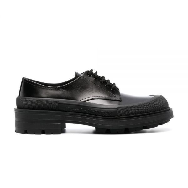 ALEXANDER MCQUEEN 알렉산더맥퀸 남성 로고 디테일 레이스업 로퍼 블랙 730086 WHSW0