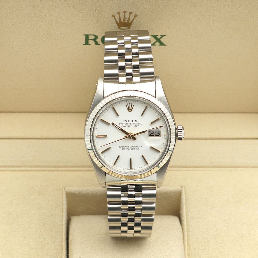 Rolex Vintage Datejust 36 Men's Steel Watch White Index 1979