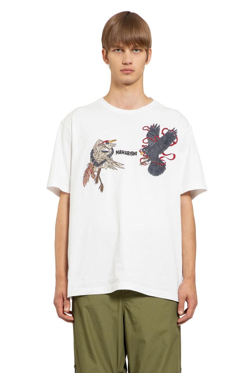 [H71]마하리시 6104 WHITE 남성 티셔즈 셔츠 바지 자켓 니트 MAHARISHI Black Crow White Heron T Shirt