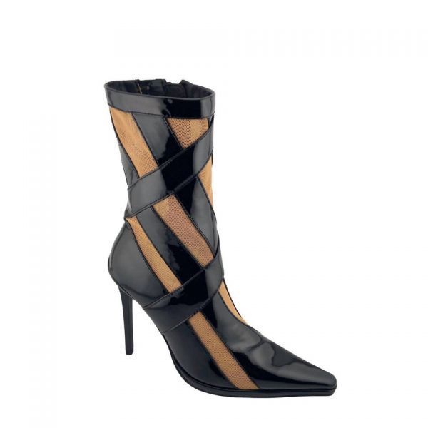 Jeffrey Campbell 검은색 스트라이프 스틸레토 힐 부츠 2858673