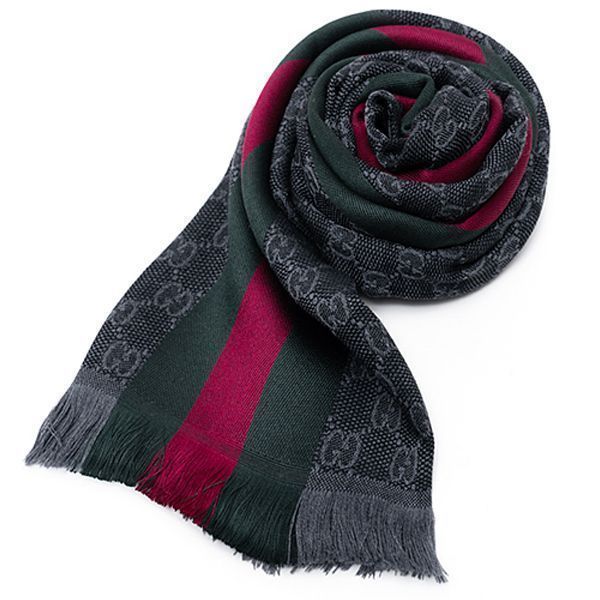 (스크래치) [GUCCI] 구찌 웹 및 술 장식의 GG 자카드 니트 스카프 147351-4G704-1166-1