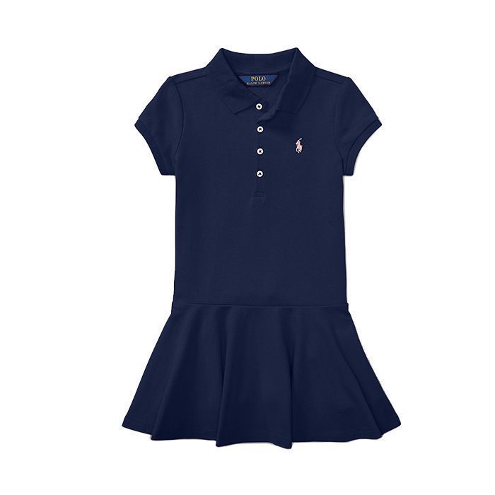 폴로 키즈 여아 Pleated 카라 원피스 French Navy