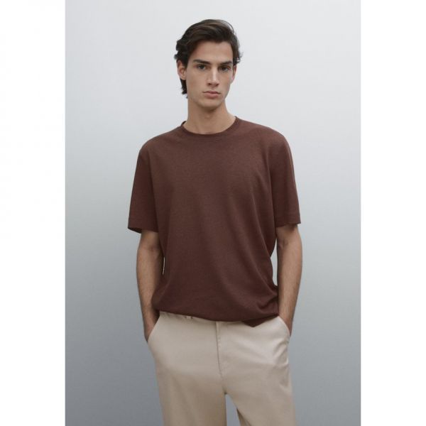 Massimo Dutti 마시모 두띠 반팔 티셔츠 - 기본 보르도