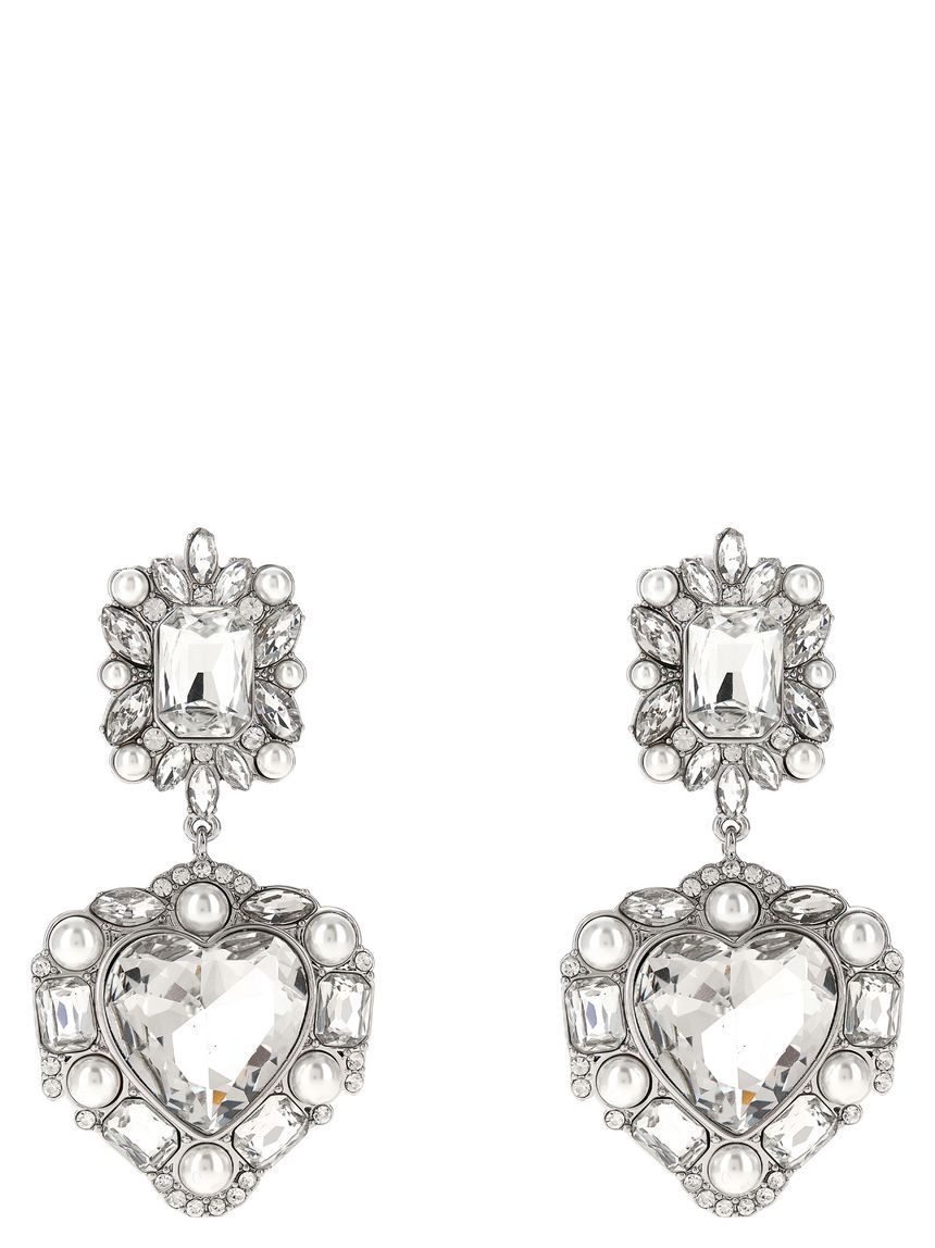 25SS Self-portrait Crystal Pearl Tiered 하트 earrings PF25600ESLSILVER
