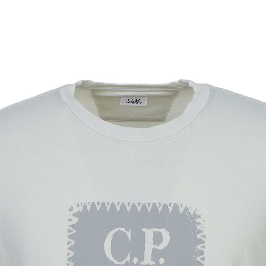 CP COMPANY｜SHORT-SLEEVED ROUND NECK T-SHIRTS (Light Fle C.P. COMPANY White Short Sleeve T-Shirt