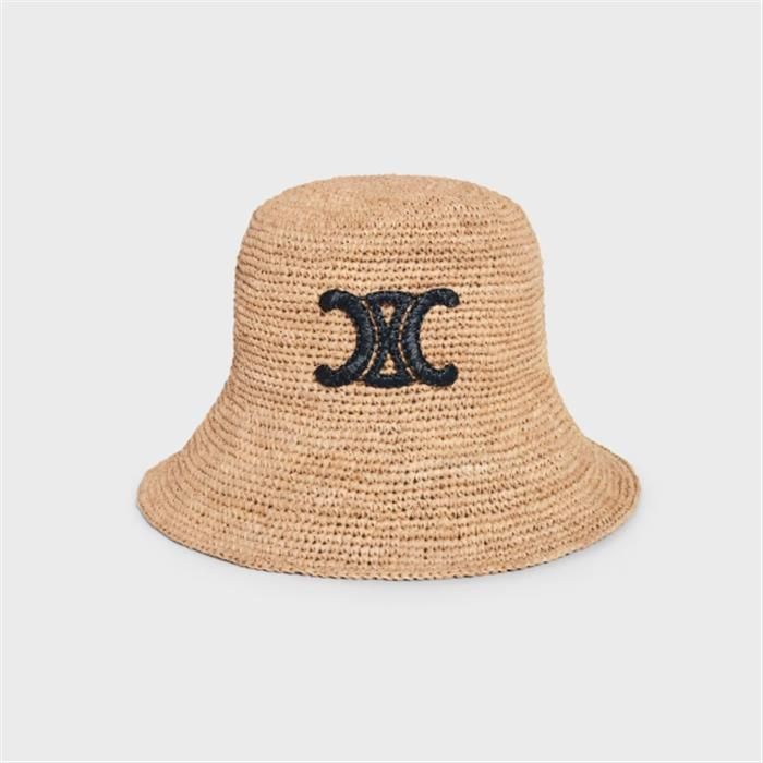 ストローハット CELINE | TRIOMPHE BUCKET HAT IN RAFFIA  2AUP7517Q.02NC Celine Triomphe Bucket Hat - Raffia 2AUP7517Q 02NC 136460148