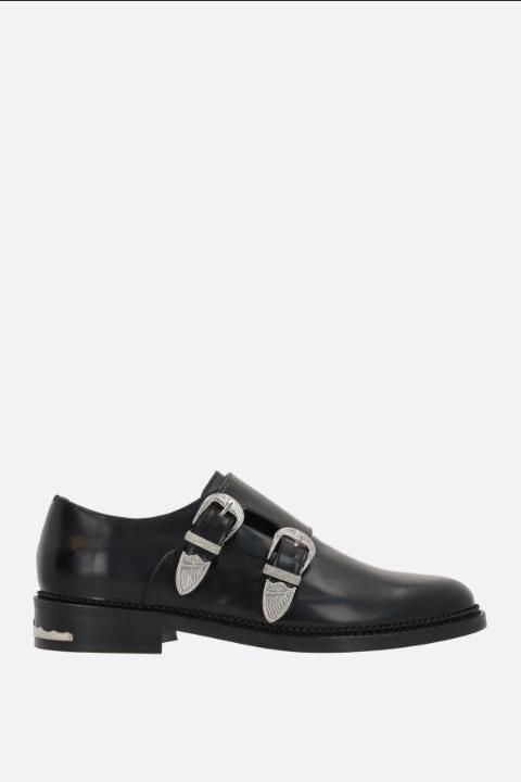 TOGA VIRILIS brushed leather monk-strap shoes AJ1175BLACK