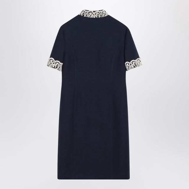 발렌티노 Indigo blue dress with macramA© trim 7B3VAG101CFXL_VALE-R7D_102-42 Blue  []