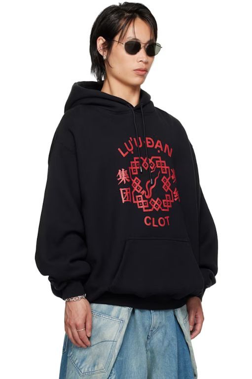 [르우 단]Black CLOT Edition Oversized Hoodie 251331M202006