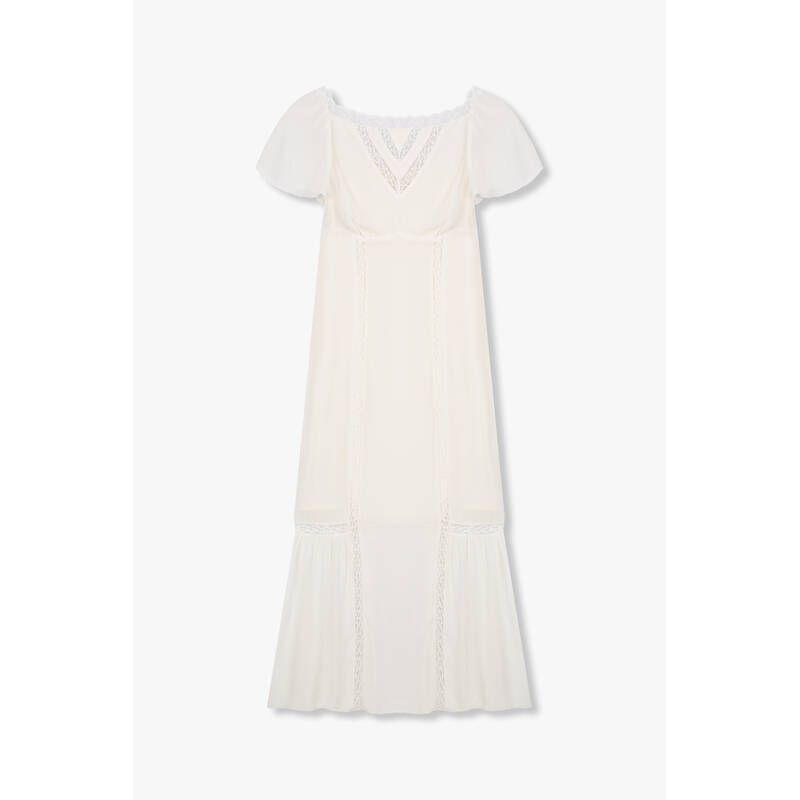 REFORMATION 플라워 레이스 보트 넥 드레스 Domini Dress - 화이트 271225