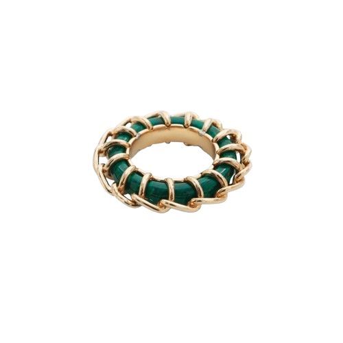 보테가베네타 MALACHITE 위브 스털링 실버 반지 BOTTLE 688746 VCCU3 3060