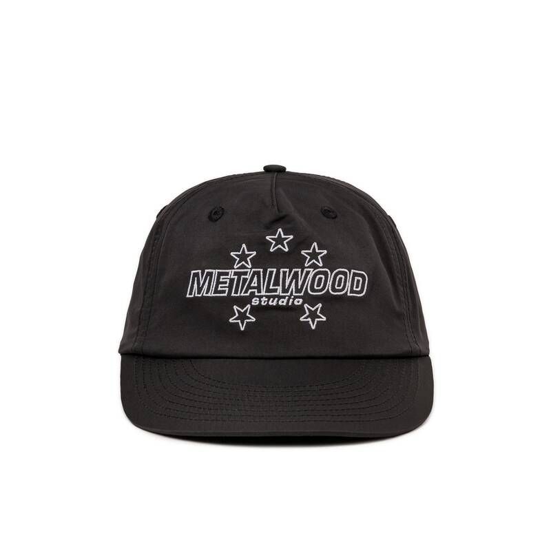 Metalwood 샤틴 Stars 5-패널 Snapback 햇 모자 - 블랙 MWS25-01-07-BLK