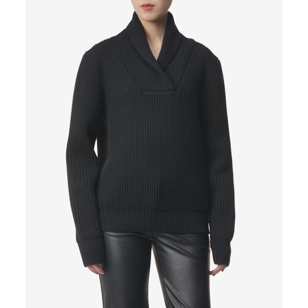 SAINT LAURENT 생로랑 숄 넥 울 니트 - 블랙 750969Y76ER1000