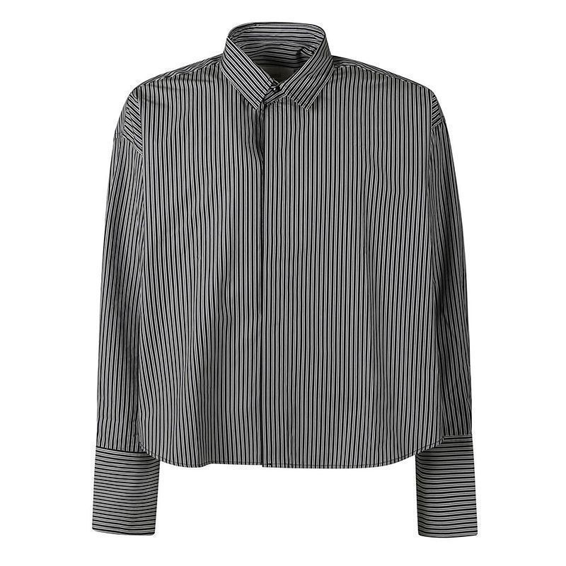 24SS 아미 스트라이프 크롭 셔츠 블랙 USH131 C00066 0013