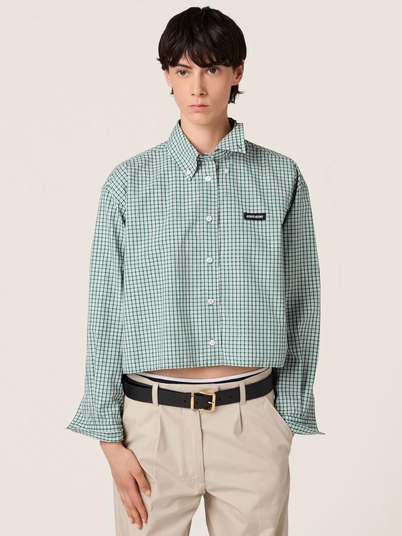 미우미우 MK1659SOOO/17L1 F026R SMERALDO/BIANCO CHECKED SHIRT