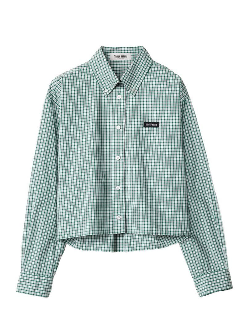 미우미우 MK1659SOOO/17L1 F026R SMERALDO/BIANCO CHECKED SHIRT