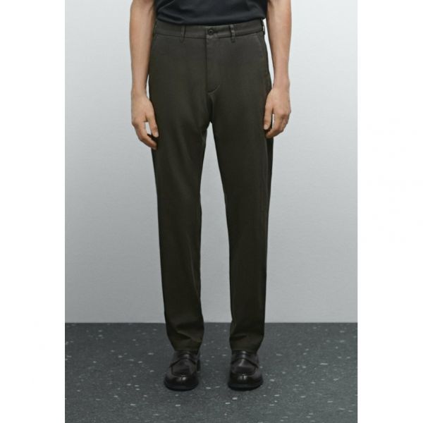 Massimo Dutti 마시모 두띠 구조화된 - 치노 팬츠 다크 그린