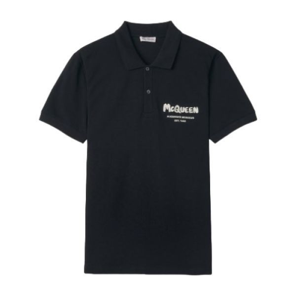 알렉산더맥퀸 FW24 로고 폴로 셔츠 블랙 카라티