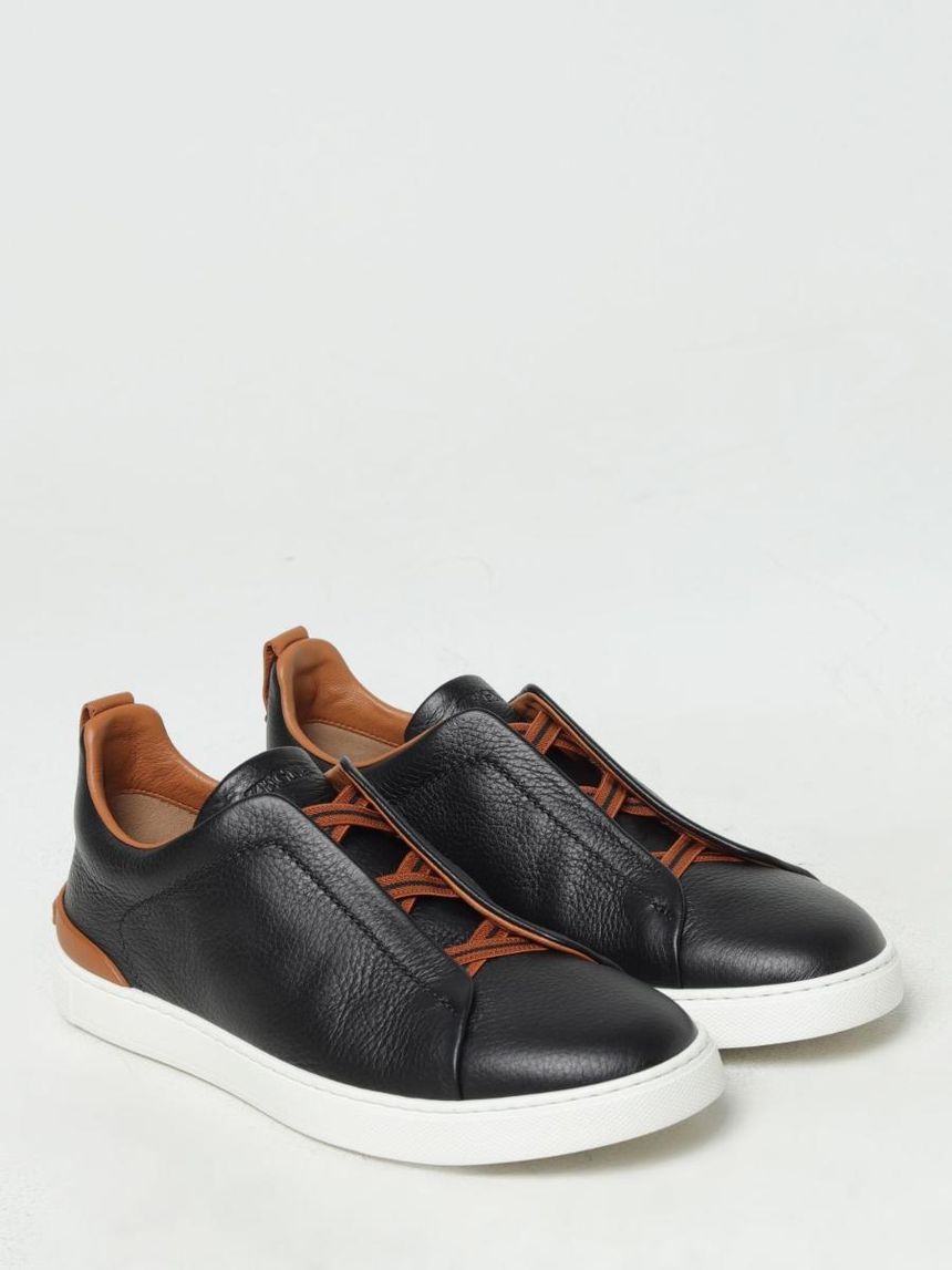 スニーカー ZEGNA Men Sneakers Yellow Cream LHCVOS4667Z PAN ZEGNA Yellow Triple Stitch Sneakers Zegna