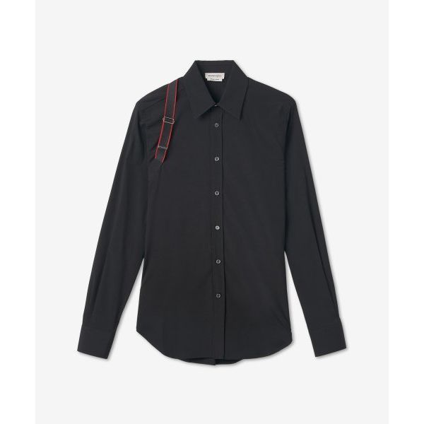 ALEXANDER MCQUEEN 알렉산더맥퀸 시그니처 하네스 셔츠 - 블랙 615271QRN441000