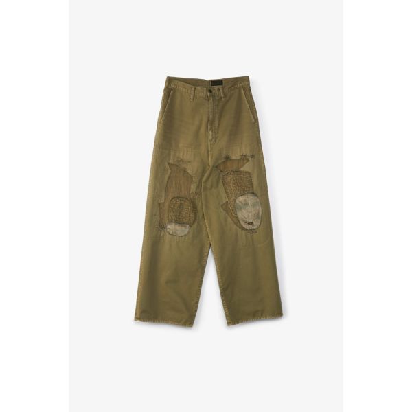 캐피탈 (캐피탈) Katsuragi Cotton Port Baggy Pants (Hippie0Champetre Remake) - K2310LP096 Khaki