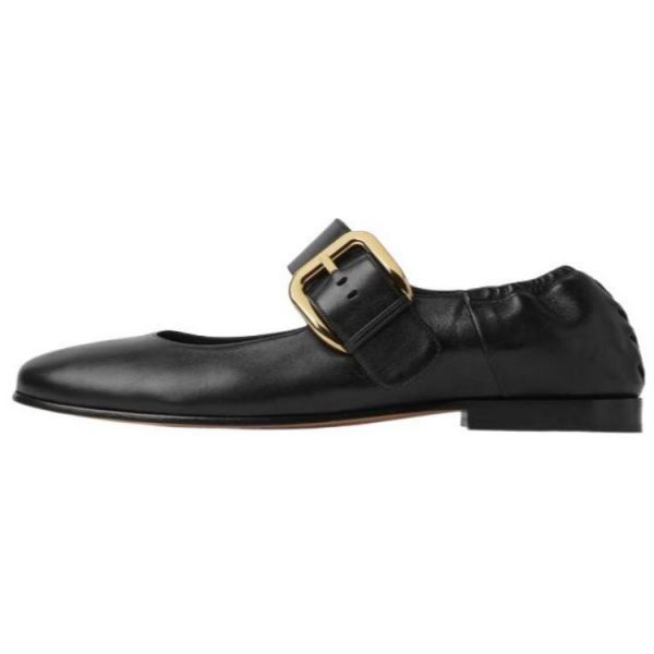BOTTEGA VENETA 아스테어 메리 제인 플랫 슈즈 - 블랙 796622V4R301000