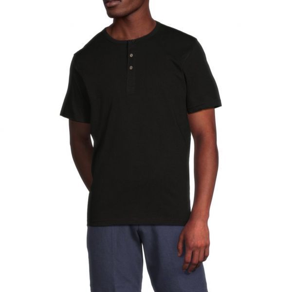 Saks Fifth Avenue 색스 피프스 애비뉴 트리블렌드 숏 슬리브 헨리 블랙 3364576