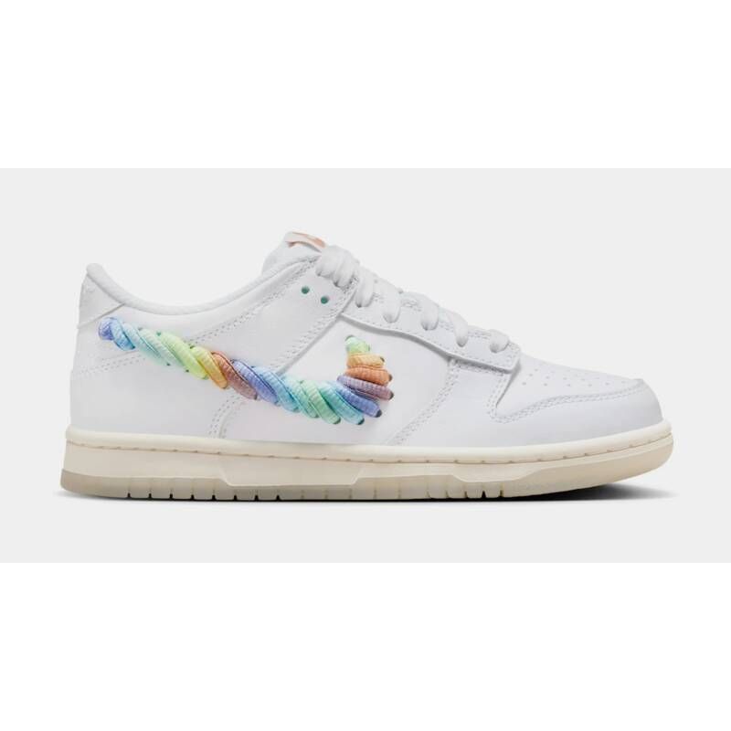 나이키 덩크 로우 SE 레인보우 스우시 빅키즈 라이프 슈즈 운동화 - 흰 화이트/Multi Color/Dark Pony/Light 실버 FN4861-100
