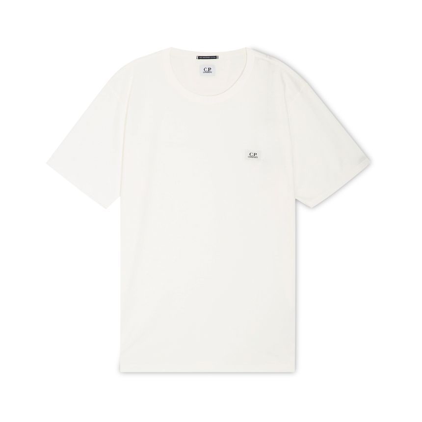 CP컴퍼니 남성 로고 패치 거즈 화이트 반팔티 18CMTS087A 006374G 103