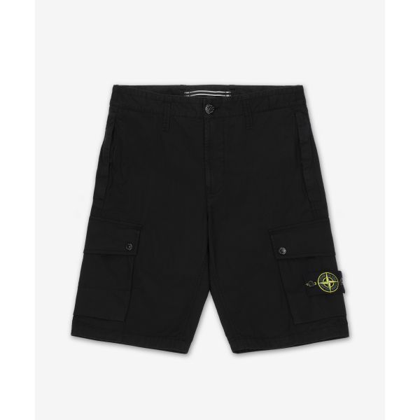 STONE ISLAND 스톤아일랜드 수피마 코튼 가먼트 다이드 쇼츠 팬츠 - 블랙 L100011S0010V0029