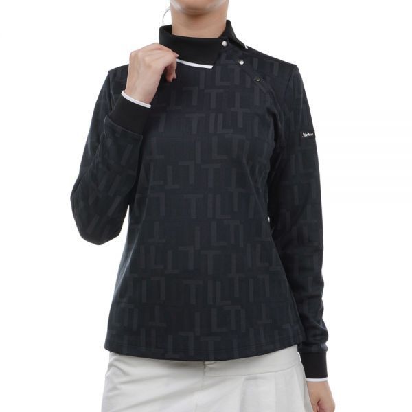 TITLEIST 타이틀리스트 Tonal Jacquard Rib Collar Shirt (TKPWT701J-BK) (여성 토널 자카드 리브 칼라 셔츠)