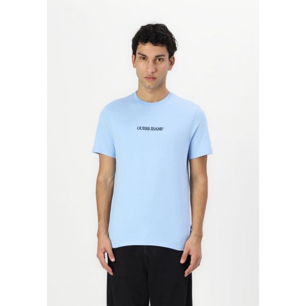 게스 Jeans SLIM LOGO - 프린트 티셔츠 프레쉬 젠디 블루 1829442
