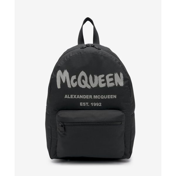 ALEXANDER MCQUEEN 알렉산더맥퀸 그래피티 메트로폴리탄 백팩 - 블랙:아이보리 6464571AABW1073