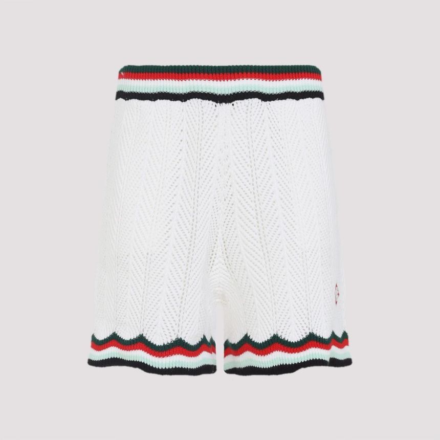 FW25 카사블랑카 MPF25KW101001-WHITE Casablanca Chevron Faux Crochet Shorts