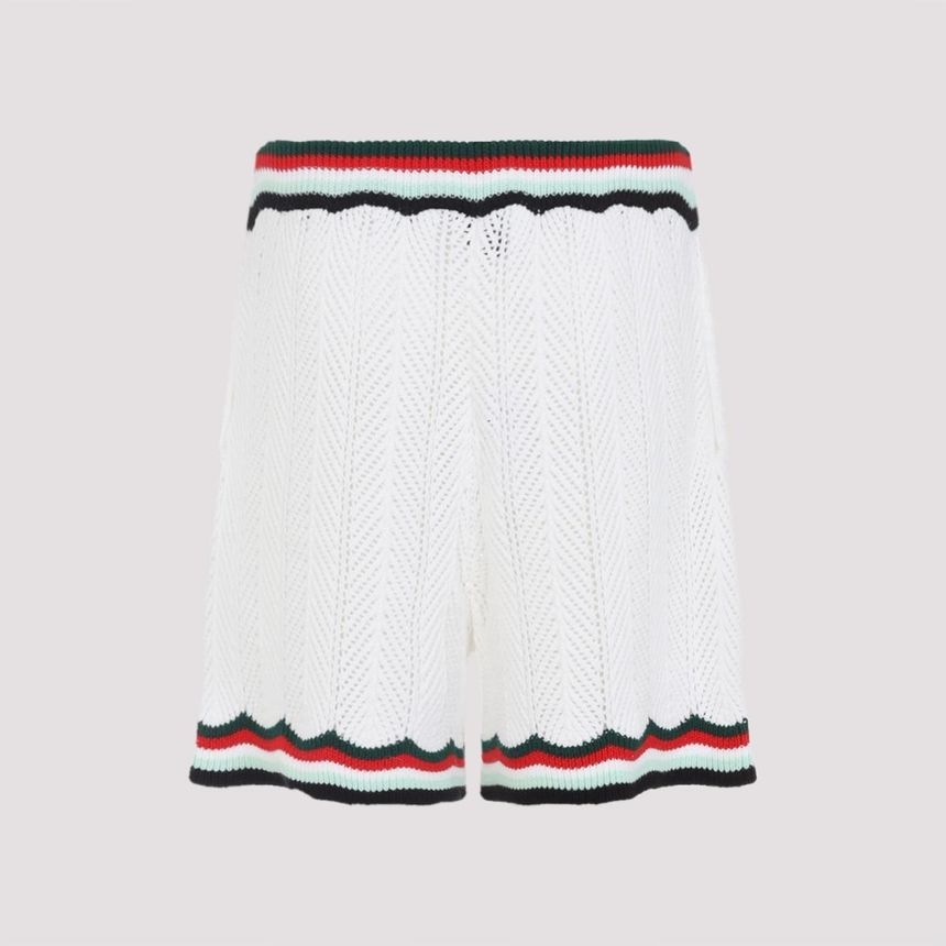 FW25 카사블랑카 MPF25KW101001-WHITE Casablanca Chevron Faux Crochet Shorts