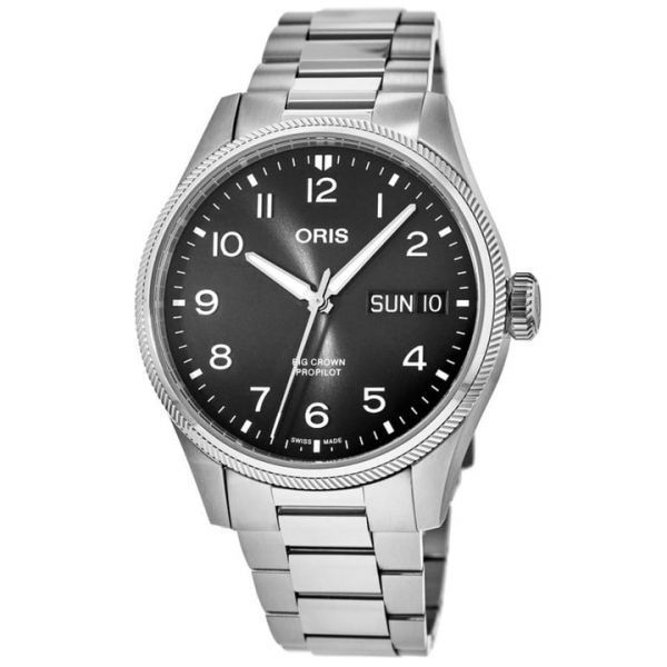 Oris 오리스 빅 크라운 프로파일럿 데이데이트 그레이 다이얼 스틸 남성용 시계 01 752 7760 4063 07 8 22 08P 2747129
