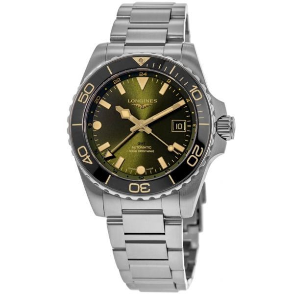 Longines 롱진스 하이드로콘퀘스트 GMT 자동 그린 다이얼 스틸 남성용 시계 L3.790.4.06.6 2747174
