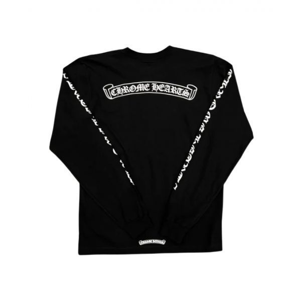 크롬하츠 스크롤 로고 롱슬리브 티셔츠 블랙 Chrome Hearts Scroll Logo LS T-Shirt Black