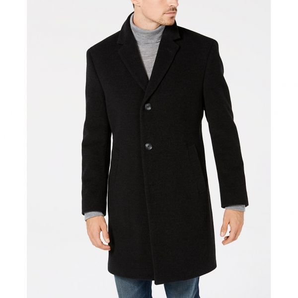 노티카 맨즈 Barge 클래식 핏 Wool/Cashmere 블렌드 솔리드 오버코트 - 차콜 5170718