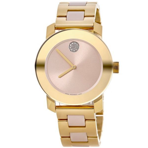 Movado 모바도 볼드 세라믹 연한 노란색 골드 톤 여성용 시계 3600800 2949763