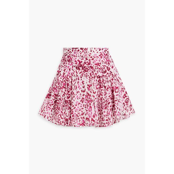 이로 Gimman ruched leopard-print ramie-gauze mini skirt - Fuchsia 230158