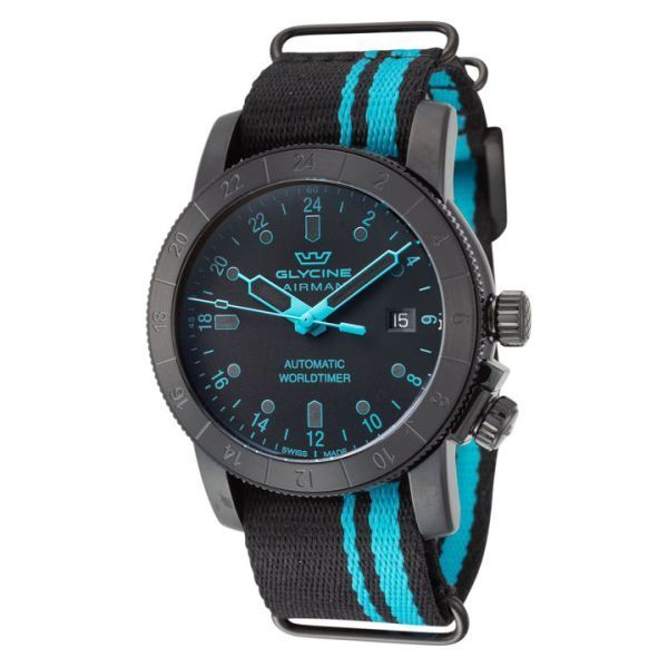 Glycine 글라이신 남성용 에어맨 퓨어리스트 42mm 오토매틱 GMT 시계 GL0494 3391990
