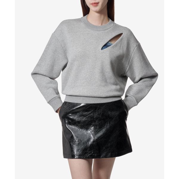 ALEXANDER MCQUEEN 알렉산더맥퀸 슬래시 디테일 맨투맨 - 멜란지 그레이 794769QLAC81020