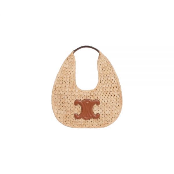 CELINE 셀린느 CLASSIC PANIER HOBO BAG IN RAFFIA AND CALFSKIN (112772EYR 02NT) (클래식 파니에 호보백)