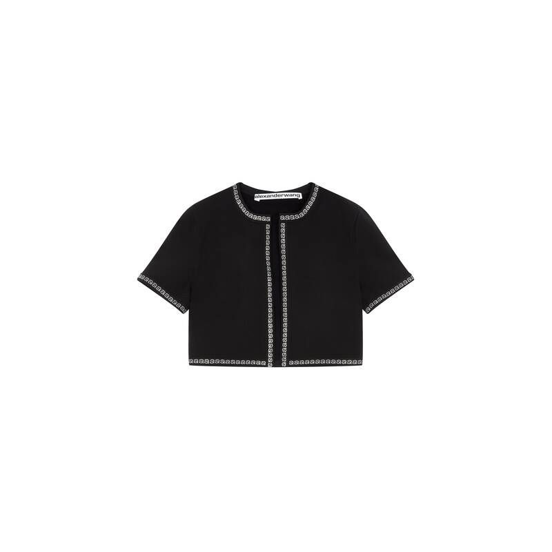 ALEXANDERWANG 여성 크리스털 트림 오픈 가디건 - 블랙 270799