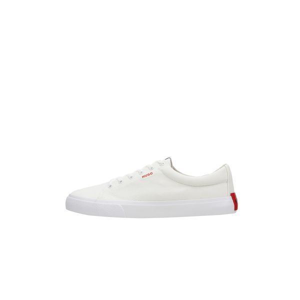 HUGO BOSS 휴고보스그린 레드 로고 캔버스 로우탑 스니커즈 50480691_100 (50480691_100)