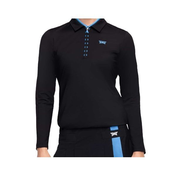 PXG 피엑스지 Long Sleeve Logo Tape Polo (WF23ATP2-47) (여성 롱 슬리브 로고 테이프 폴로)