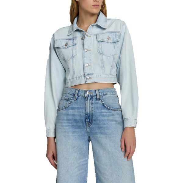 7 For All Mankind 여성 크롭 데님 트럭커 재킷 3426481