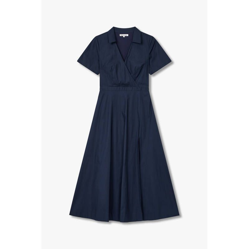 REFORMATION 칼라드 코튼 슬릿 원피스 Isadora Dress - 네이비 270561