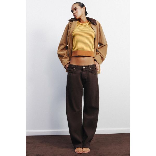 우먼 ZARA 자라 미드 웨이스트 슬라우치 진 청바지 벨트 룹스 10437742